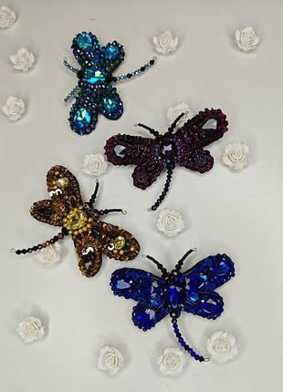 Брошь стрекоза стразы