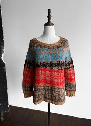 Jucca womens multicolor plaid fair isle mohair wool blend sweater made in italy жіночий, вінтажний, кольоровий, вовняний, светр, в клітинку, італія