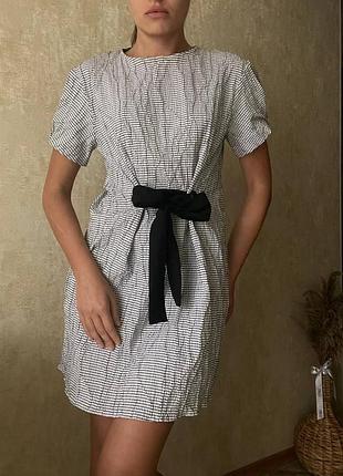 Фактурное платье с бантом на талии от zara
