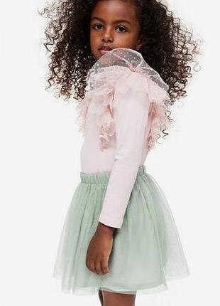 Шикарна пишна мятна фатінова спідниця з мерехтінням h&m