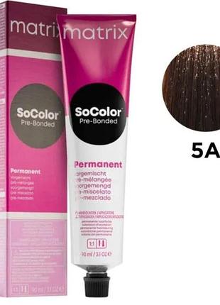 Стійка крем-фарба для волосся matrix socolor pre-bonded permanent 5a світлий попелястий шатен 90 мл