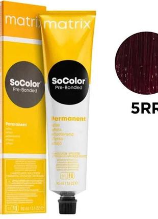Стійка крем-фарба matrix socolor pre-bonded 5rr+ світлий шатен глибокий червоний 90 мл