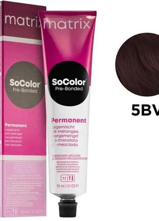 Стійка крем-фарба для волосся matrix socolor pre-bonded permanent 5bv світлий шатен коричнево-перламутровий 90 мл