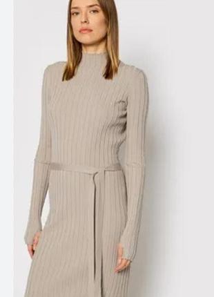Трикотажное платье в рубчик, р. 989 14/16, цвет мокко
