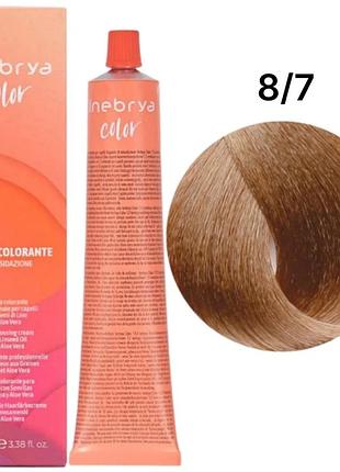 Крем-краска для волос inebrya сolor 8/7 блондин светлый коричневый (дуб) с содержанием аммиака 100 мл