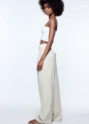 Натуральные широкие брюки палаццо zara  вискоза хлопок лён