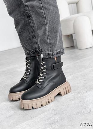 Ботинки женские torin черные, кожа зима 8776