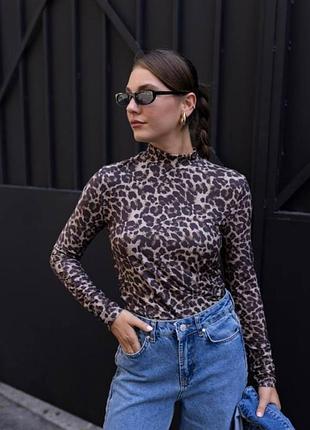 Женский леопардовый лонгслив