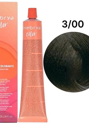 Крем-краска inebrya для волос сolor 3/00 интенсивный темно-каштановый с содержанием аммиака 100 мл