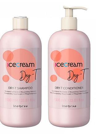 Набор для сухих, вьющихся и окрашенных волос inebrya icecream dry-t (шампунь 1000 мл кондиционер 1000 мл)