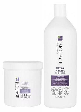 Набор biolage hydrasource для увлажнения сухих волос (шампунь 1000 мл+кондиционер 1080 мл)