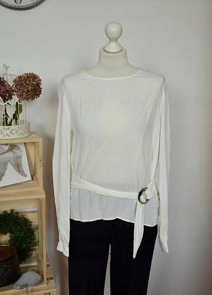 Блузка легкая , невесомая белая рубашка блузка кофта размер л на талии регулятор