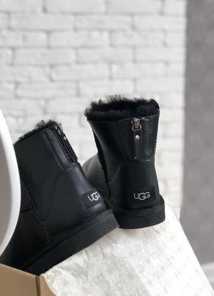 Ugg mini чоботи з замком угг в чорному кольорі з овчиною2 фото