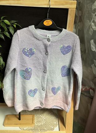 Вʼязаний кардиган в сердечках 104р/110р