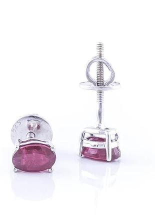 Срібні сережки з натуральним прозорим роял рубіном. натуральний рубін