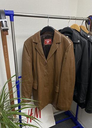 Вінтажний жіночий шкіряний піджак bianco жакет ретро натуральна кожа 1