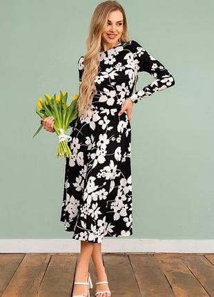 Черное креповое платье классического кроя
артикул: 13477a_черный