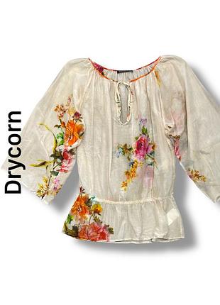 Блуза drykorn хлопок шелк цветочный принт zimmerman