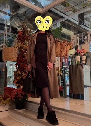 Плащ довгий замшевий коричневий, р. 44-46. натуральна замша!