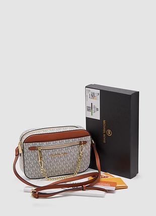 Сумка michael kors jet set large logo crossbody bag ivory