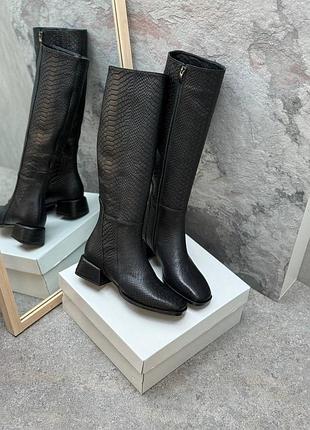 Шкіряні чоботи труби рептилія квадратні