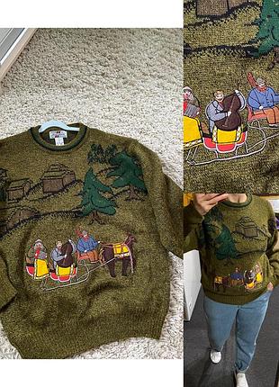 Шикарний теплий вінтажний светр з   оригінальною аплікацією ,monte mason,p.s-l