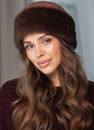 Зимняя женская шапка из эко меха и замши 4 цвета    919ла