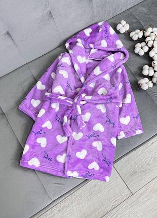 Халат 72, р.86-92,98-104,104-110,110-116,116-122,122-128,134-140, махра вельсофт, фиолетовый