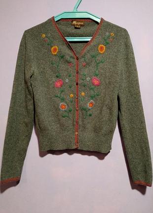 Вінтажна кофта, шерсть.вишивка