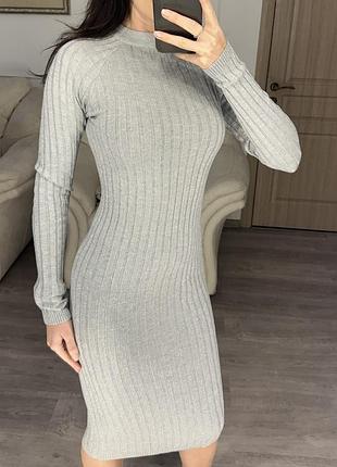 Платье силуетне, обтягуюче срібного кольору осінь - весна