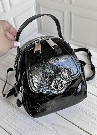 Жіночий шкіряний лакова рюкзак. жіноча шкіряна сумка. polina&eiterou.