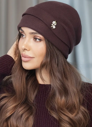 Элегантная женская зимняя шапка из кашемира 5 цветов 909ла