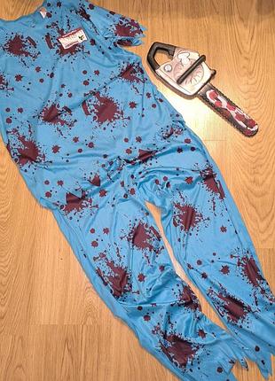 Дорослий карнавальний костюм кривавий доктор вампір хелловін хелоуін хеллоуїн зомбі пилка