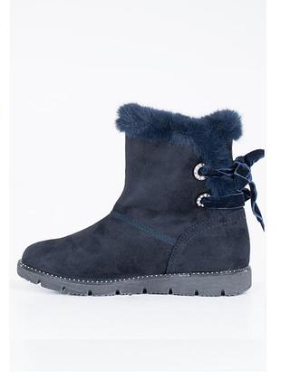 Сині теплі зимові замшеві чоботи уггі з хутром tom tailor 39р