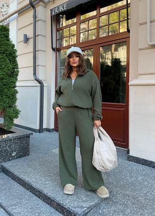 Жіночий теплий костюм двійка | кофта на блискавці та брюки прямі | 897