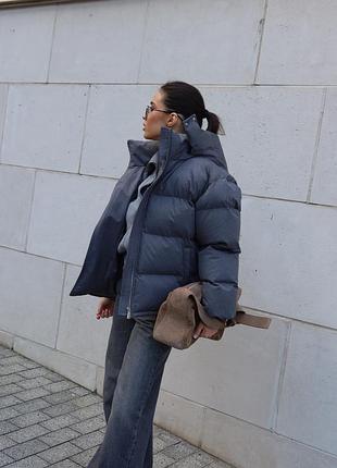 Дутый пуховик пуффер жаккард