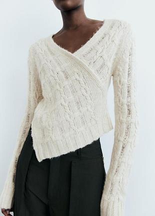 Асиметрична вязана кофта светр джемпер zara