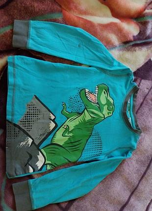 Футболка з довгими рукавами,  6...7 років, зріст 116...122см, голуба з драконом, соток 100 %