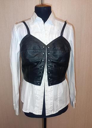 Кожаный жилет, топ или блуза