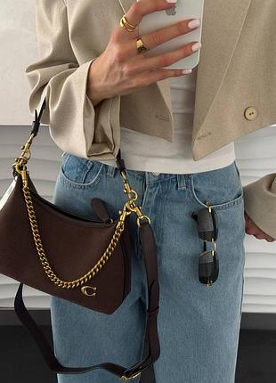 Сумка преміум сoach juliet shoulder bag brown suede