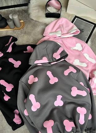 Стильная яркая теплая сопка худи кофта с накатом