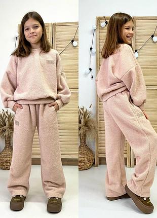 Теплый модный костюм, кофта и штаны