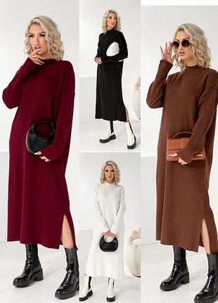 Платье теплое с горлом свободного кроя оверсайз туречевая платья рубчик платья мыды
