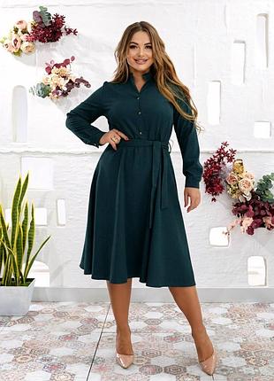 Смарагдова вельветова сукня на ґудзиках