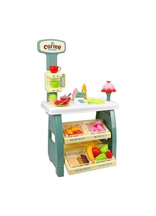 Игровой детский набор "кофейня" прилавок с полками, игрушечные сладости