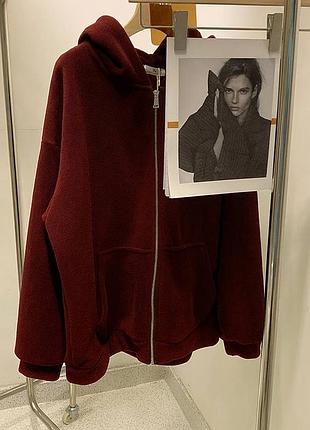Теплое худи соп кофта на флисе бордо мод.1826