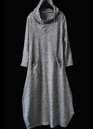 Платье макси с капюшоном тёплое длинное платье худи neways jeans платье пайта бохо трикотаж