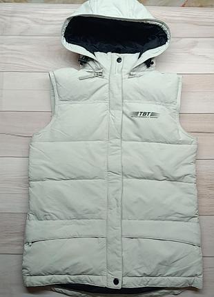 Жилет grizzly сірий на пуху з капюшоном s