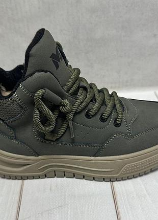 Зимние детские ботинки md на овчине хаки 34-35