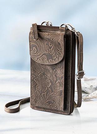Жіноча шкіряна сумка гаманець + для мобільного телефону vera pelle